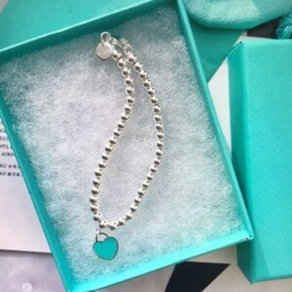 Silver and Blue Beaded Bracelet with Turquoise Accent - Picture 5 of 5